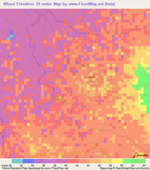 Mbout,Mauritania Elevation Map