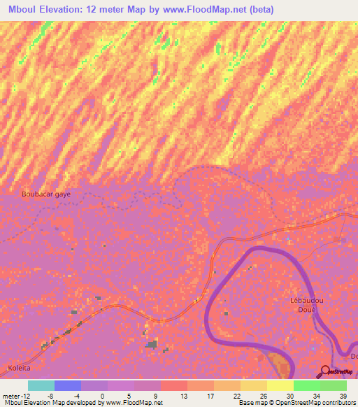 Mboul,Mauritania Elevation Map
