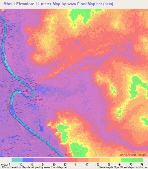 Mboul,Mauritania Elevation Map