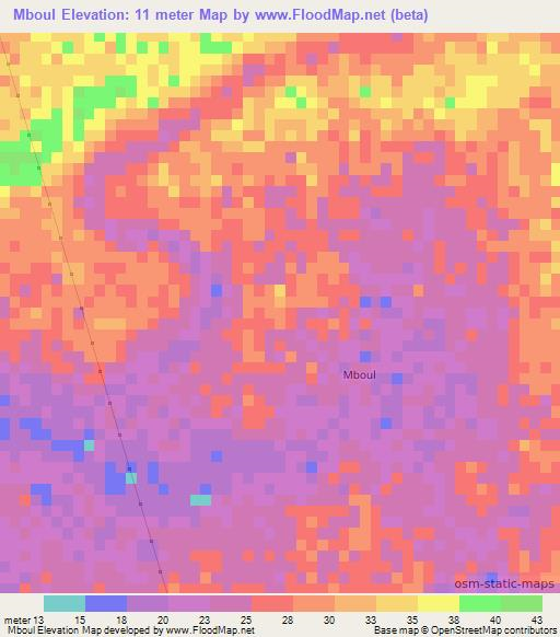 Mboul,Mauritania Elevation Map