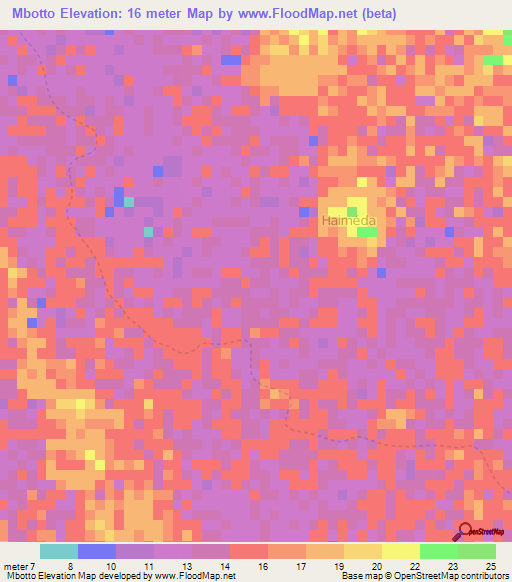 Mbotto,Mauritania Elevation Map