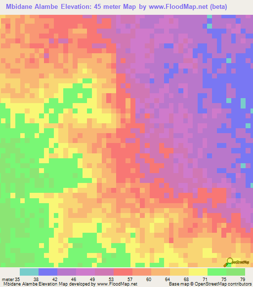 Mbidane Alambe,Mauritania Elevation Map