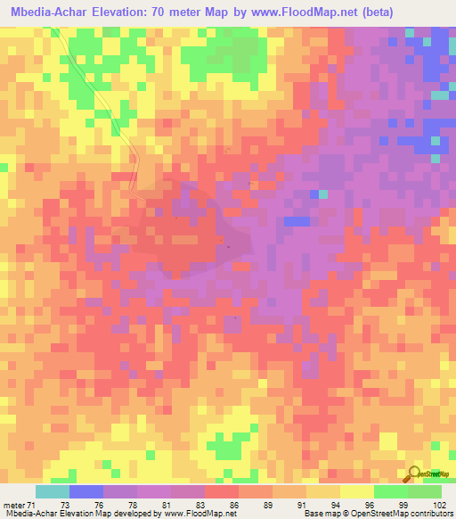 Mbedia-Achar,Mauritania Elevation Map