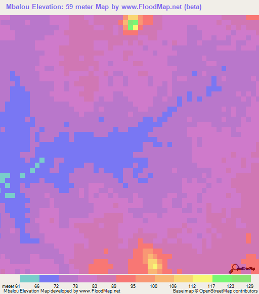 Mbalou,Mauritania Elevation Map