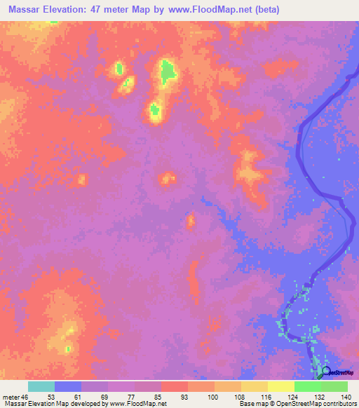 Massar,Mauritania Elevation Map