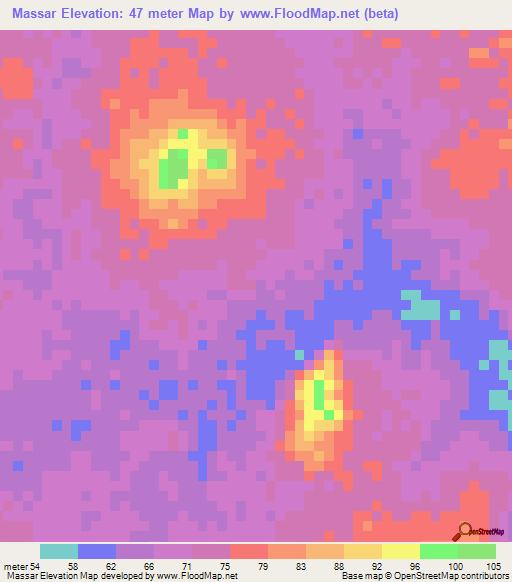 Massar,Mauritania Elevation Map