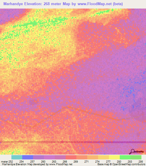 Marhandye,Mauritania Elevation Map