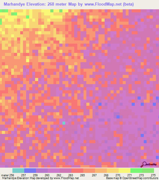 Marhandye,Mauritania Elevation Map