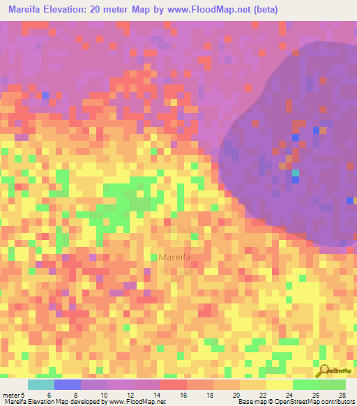 Mareifa,Mauritania Elevation Map