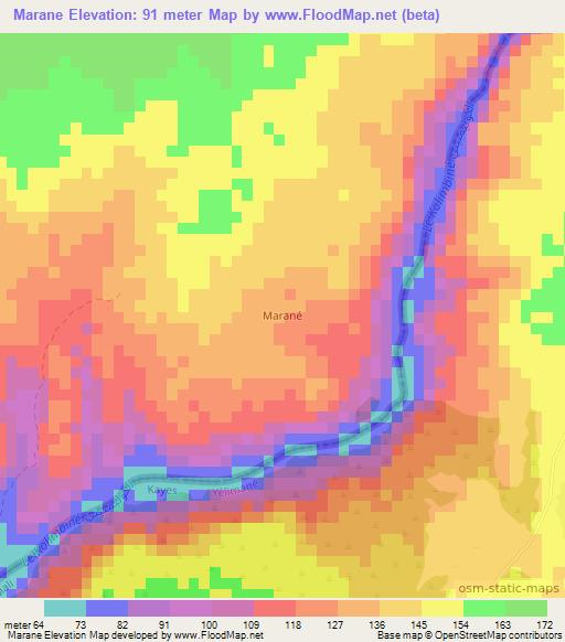 Marane,Mauritania Elevation Map