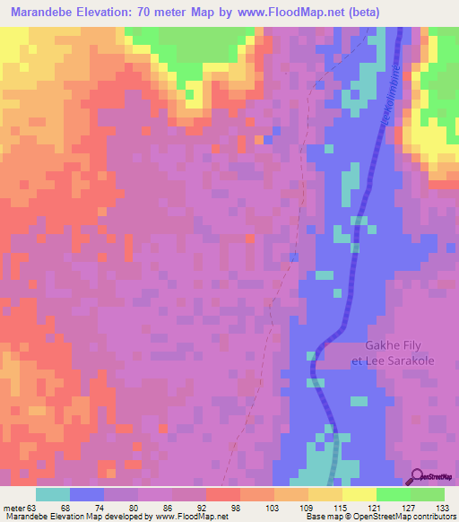 Marandebe,Mauritania Elevation Map