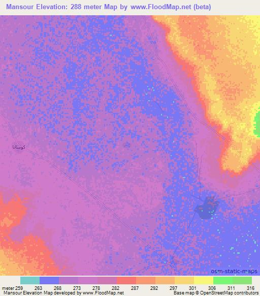 Mansour,Mauritania Elevation Map