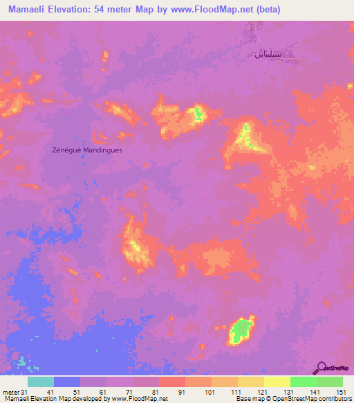 Mamaeli,Mauritania Elevation Map