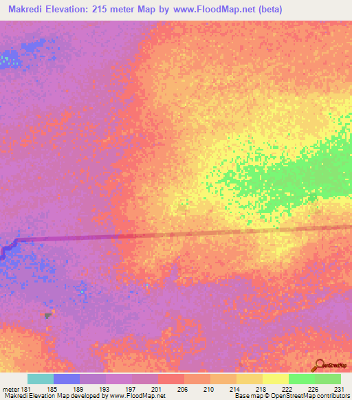 Makredi,Mauritania Elevation Map