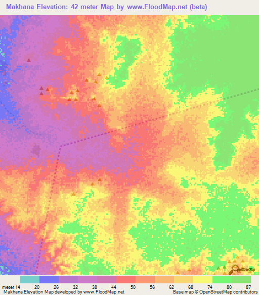 Makhana,Mauritania Elevation Map