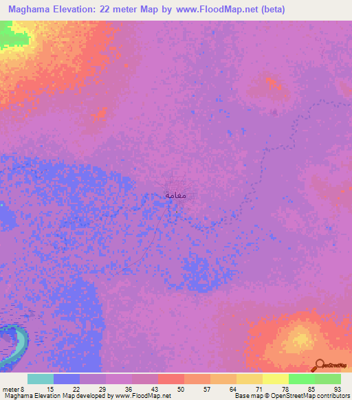 Maghama,Mauritania Elevation Map