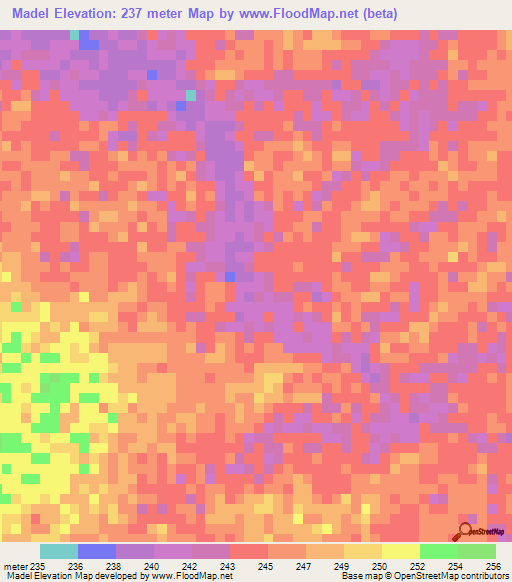 Madel,Mauritania Elevation Map