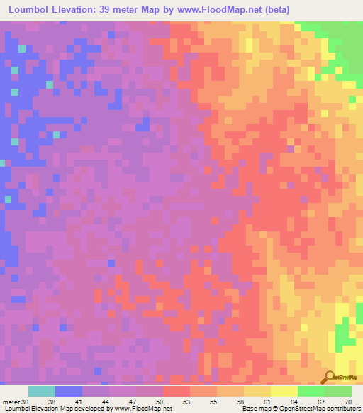 Loumbol,Mauritania Elevation Map