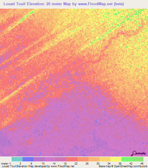 Louad Touil,Mauritania Elevation Map