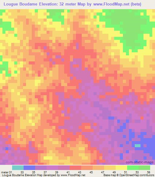 Lougue Boudame,Mauritania Elevation Map