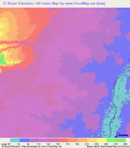 El Bouer,Mauritania Elevation Map