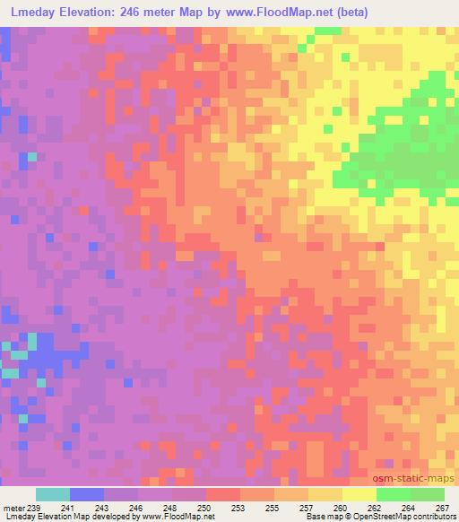 Lmeday,Mauritania Elevation Map
