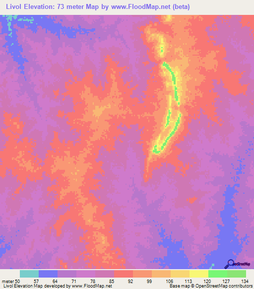 Livol,Mauritania Elevation Map