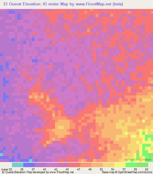 El Ouerat,Mauritania Elevation Map