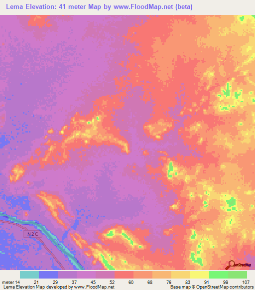 Lema,Mauritania Elevation Map
