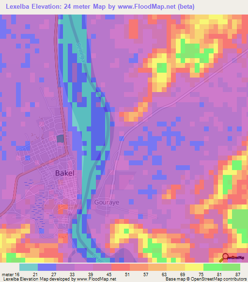 Lexelba,Mauritania Elevation Map