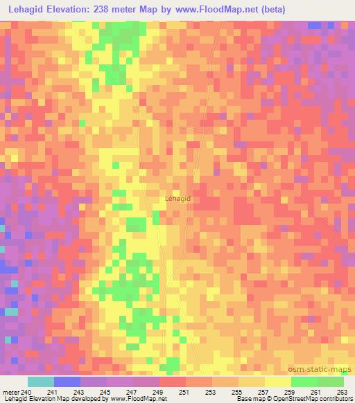 Lehagid,Mauritania Elevation Map
