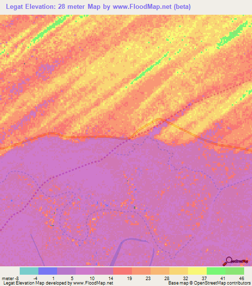 Legat,Mauritania Elevation Map