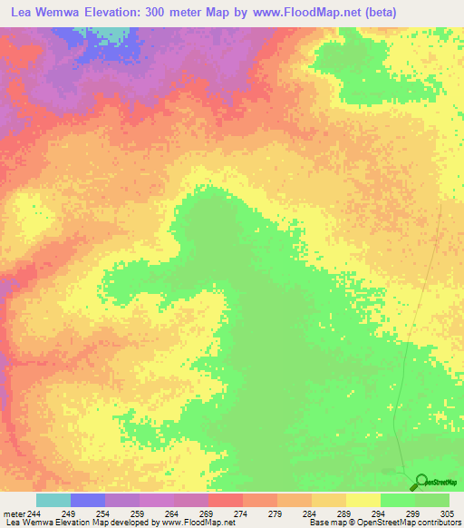 Lea Wemwa,Mauritania Elevation Map