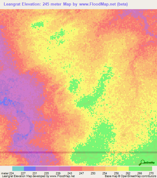 Leangrat,Mauritania Elevation Map
