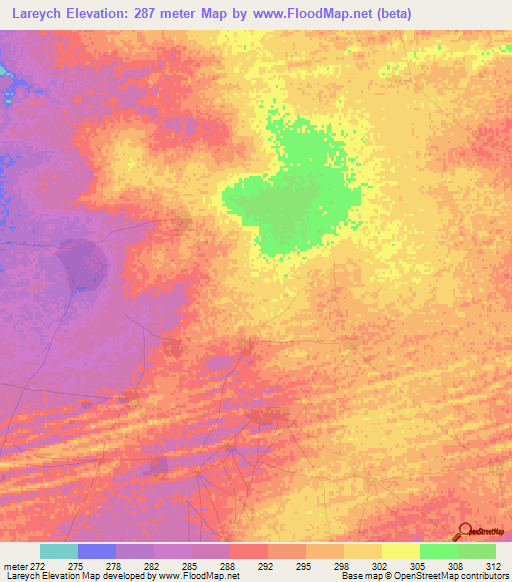 Lareych,Mauritania Elevation Map