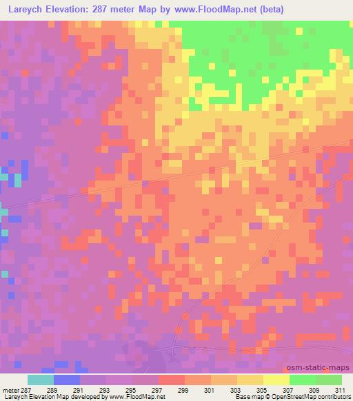Lareych,Mauritania Elevation Map