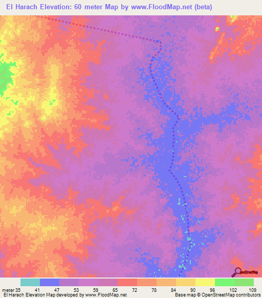 El Harach,Mauritania Elevation Map