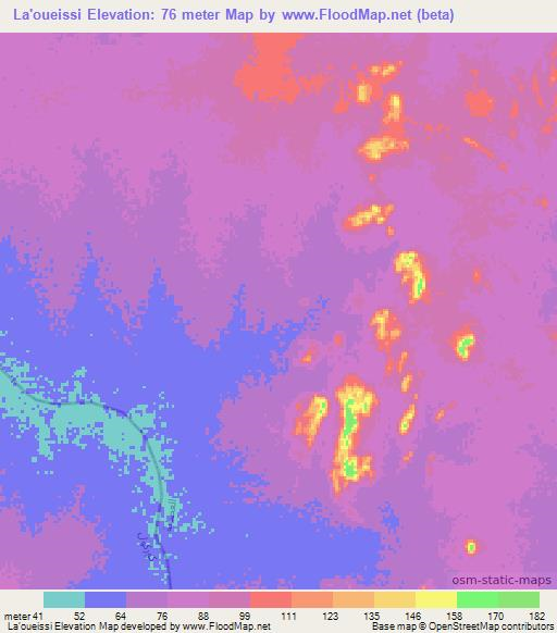 La'oueissi,Mauritania Elevation Map