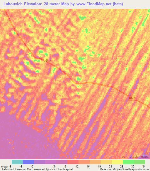 Lahouvich,Mauritania Elevation Map