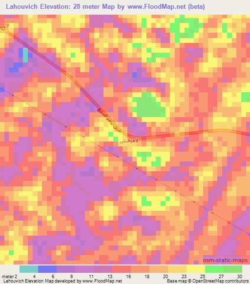 Lahouvich,Mauritania Elevation Map