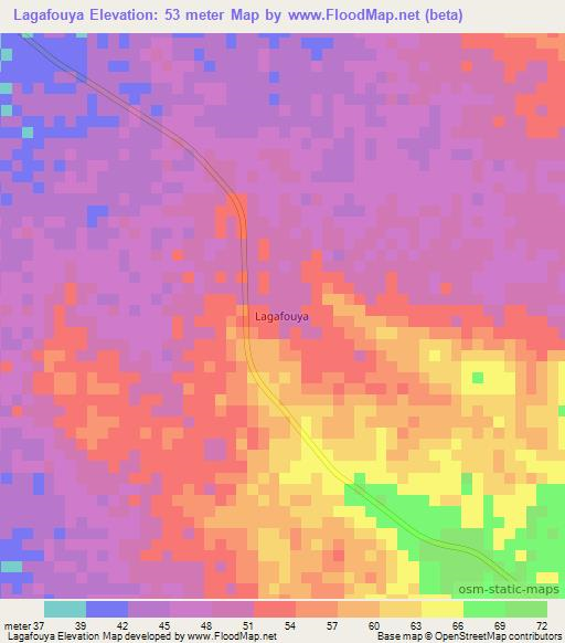 Lagafouya,Mauritania Elevation Map