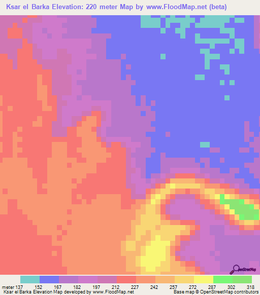 Ksar el Barka,Mauritania Elevation Map
