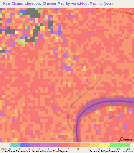 Ksar Chams,Mauritania Elevation Map