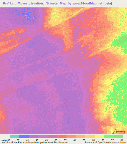 Kra' Bou Mbare,Mauritania Elevation Map