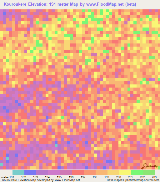 Kouroukere,Mauritania Elevation Map