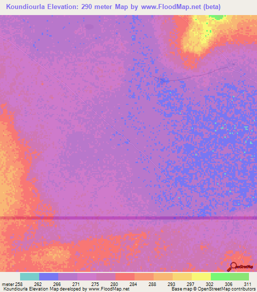 Koundiourla,Mauritania Elevation Map