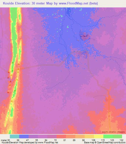 Kouide,Mauritania Elevation Map