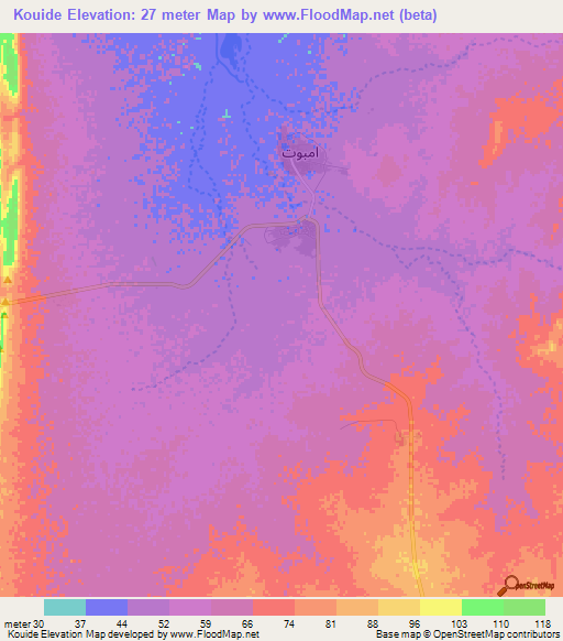 Kouide,Mauritania Elevation Map