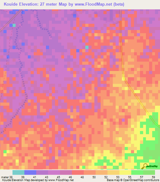 Kouide,Mauritania Elevation Map