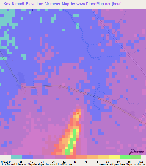 Kov Nimadi,Mauritania Elevation Map
